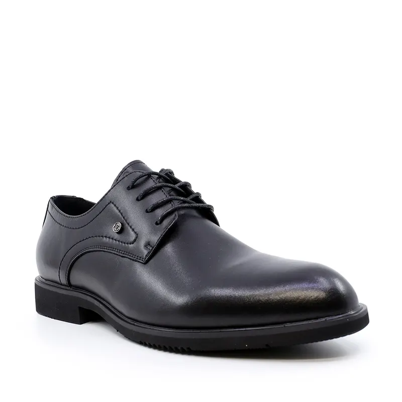 Pantofi derby bărbați negri din piele 3851bp324n — imaginea 2