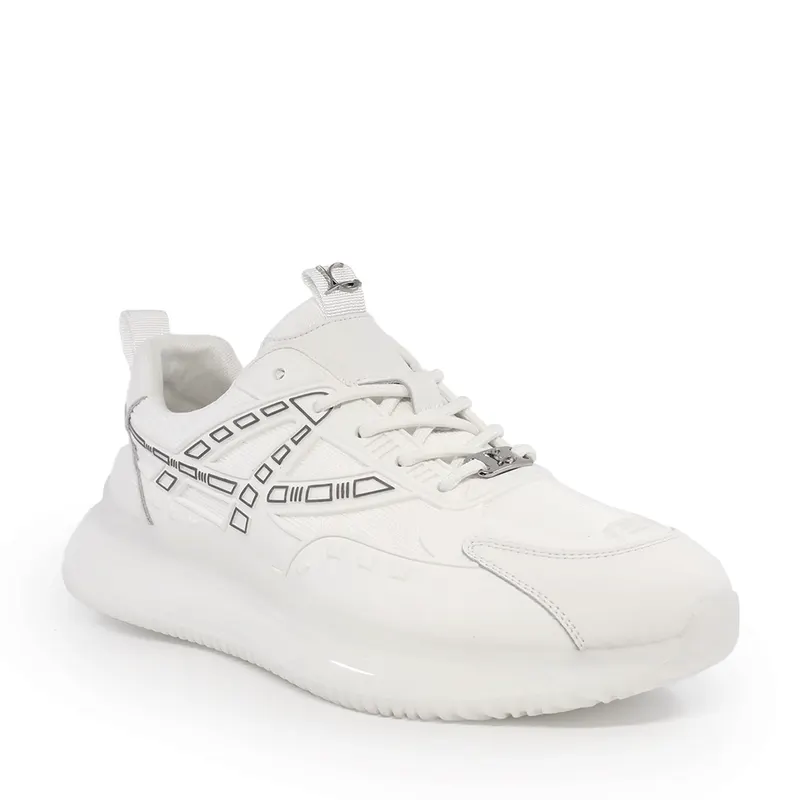 Sneakers bărbați Luca di Gioia albi din piele și textil 3919BP047A — imaginea 2