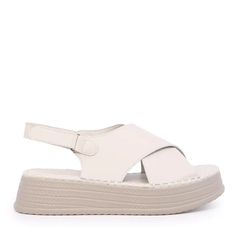 Sandale cu talpă joasă femei bej din piele 1279DS2420BE