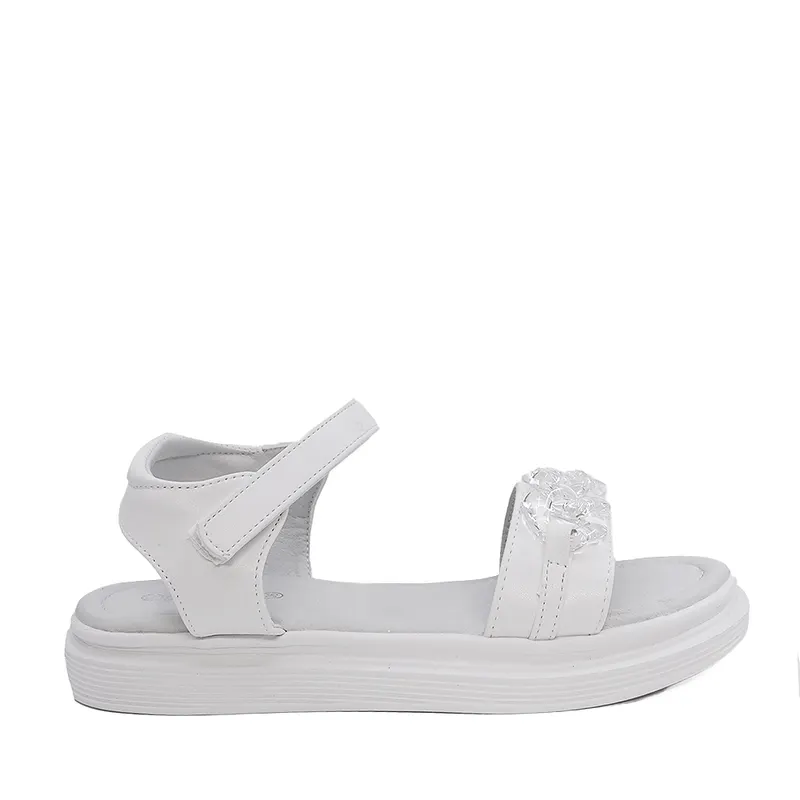 Sandale fete albe cu accesoriu decorativ 2579fs2310a