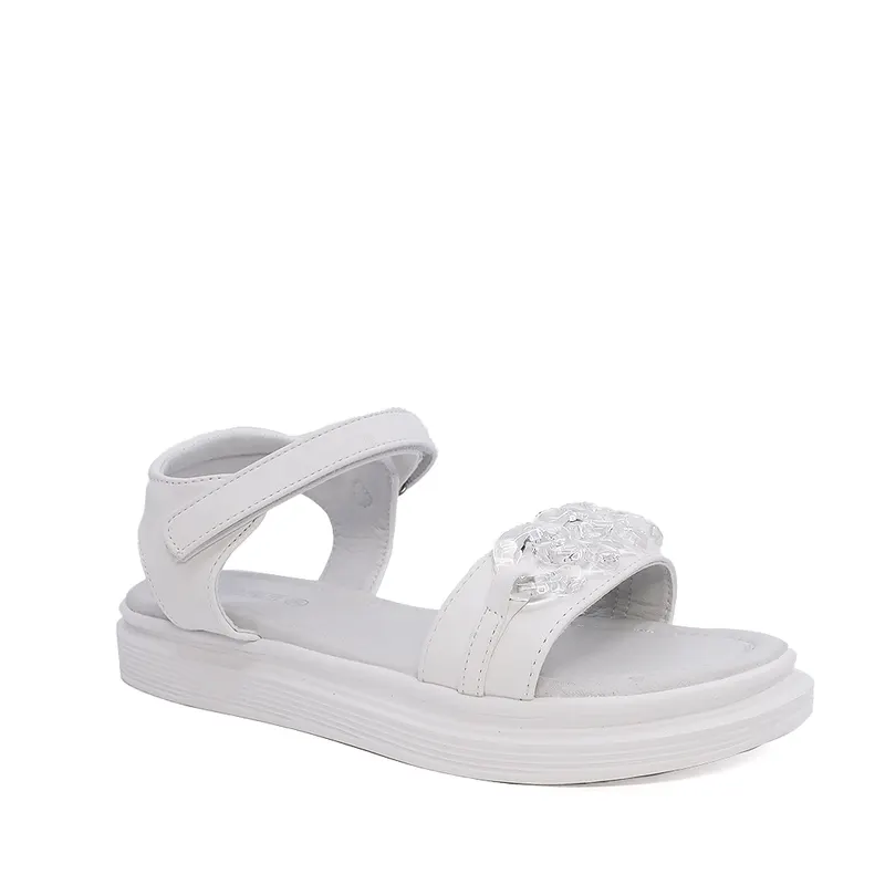 Sandale fete albe cu accesoriu decorativ 2579fs2310a — imaginea 2