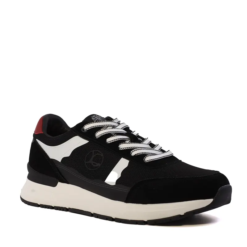 Sneakers bărbați Luca di Gioia negri din piele și textil 1321BP1620VN — imaginea 2