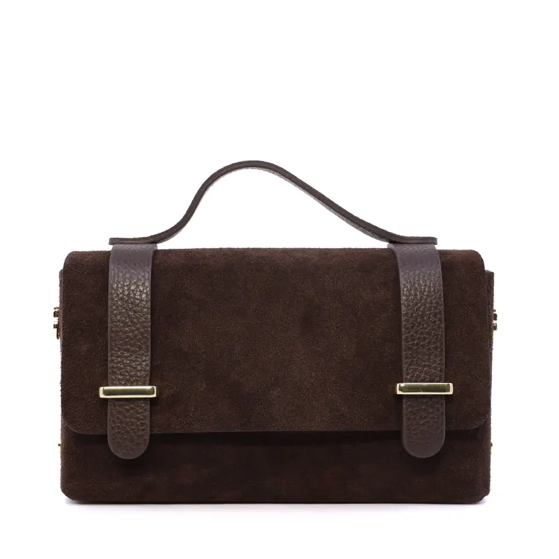 Poșetă mini crossbody femei Luca di Gioia maro închis din piele întoarsă 144POSP3644VTDM
