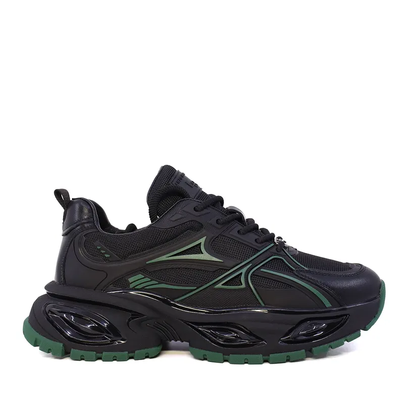 Sneakers bărbați Enzo Bertini negri din piele și textil 3661BP855N