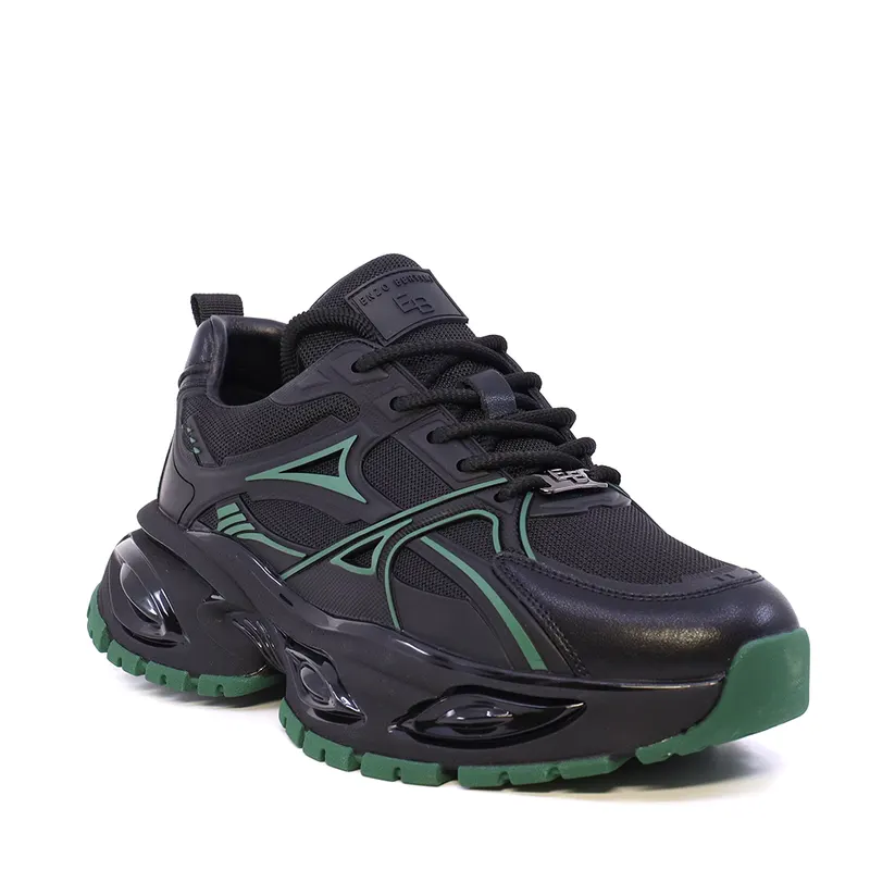 Sneakers bărbați Enzo Bertini negri din piele și textil 3661BP855N — imaginea 2