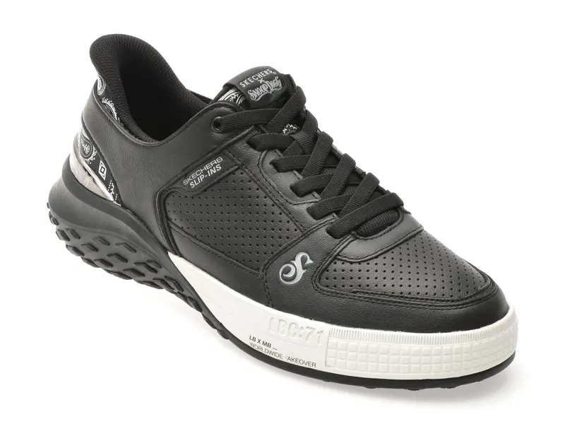 Pantofi sport SKECHERS negri, SIZZLE, din piele naturala