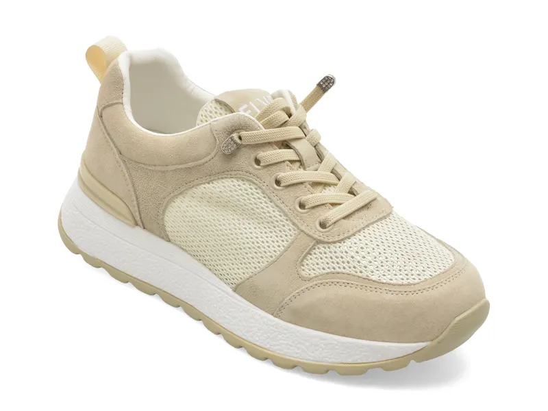 Pantofi sport FLAVIA PASSINI bej, WM12, din material textil si piele naturala