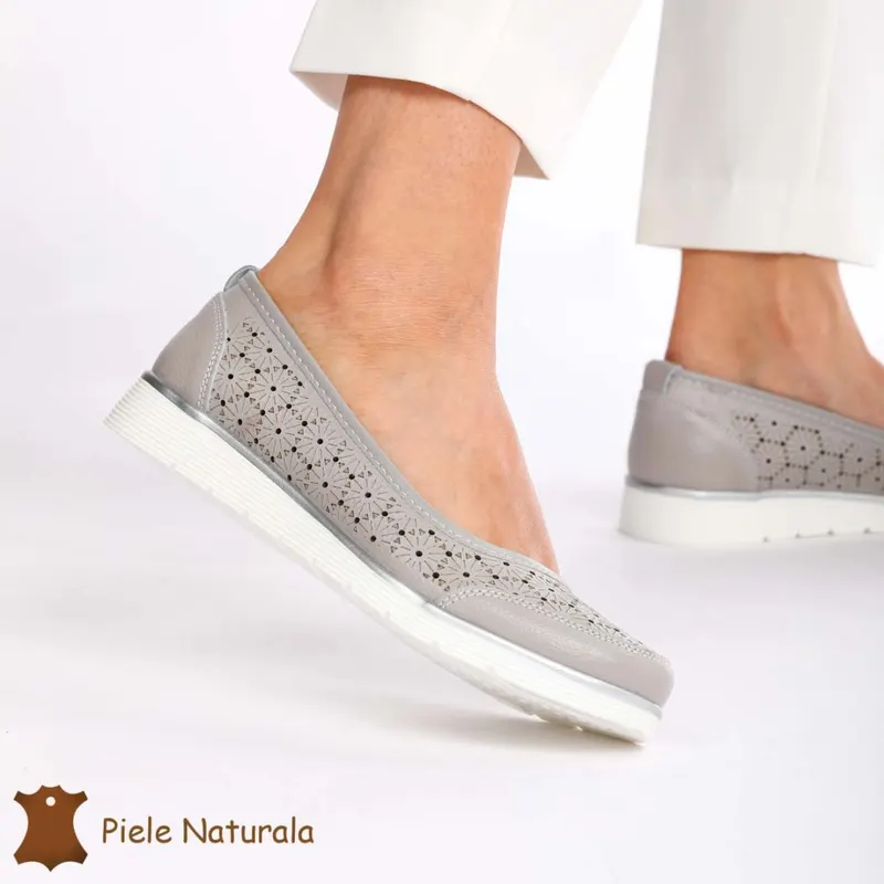 Balerini Dama Piele naturală CRL0026 GRI