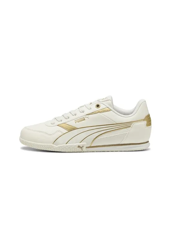 Pantofi sport din piele ecologica cu accente metalizate Bella Donna - Auriu/Crem