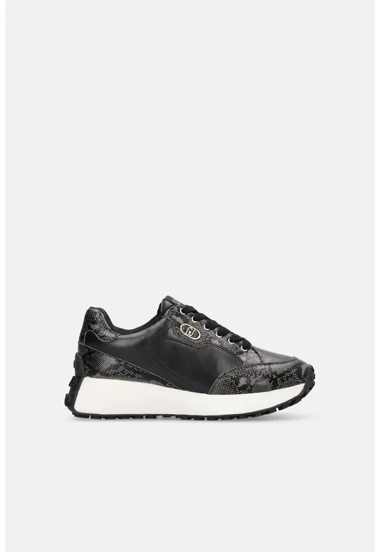 Pantofi sport de piele ecologica cu model - Negru