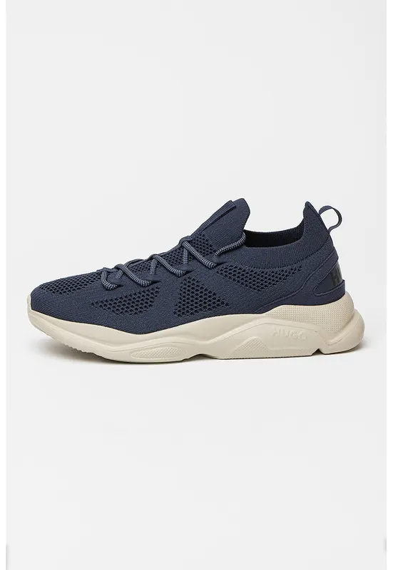 Pantofi sport din material textil cu model uni Leon - Albastru inchis