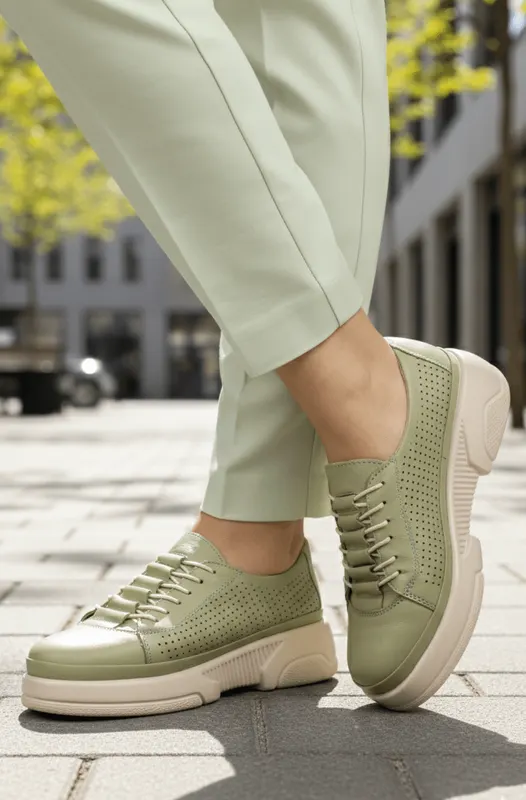 Pantofi Casual-Sport din Piele Verde - VIX AVOCADO