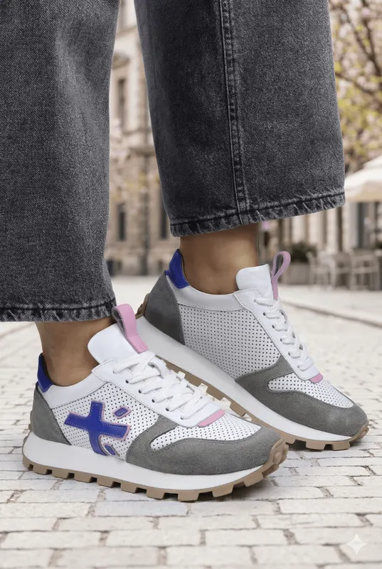 Sneakers din Piele Naturala Albastri - CORYA BLU