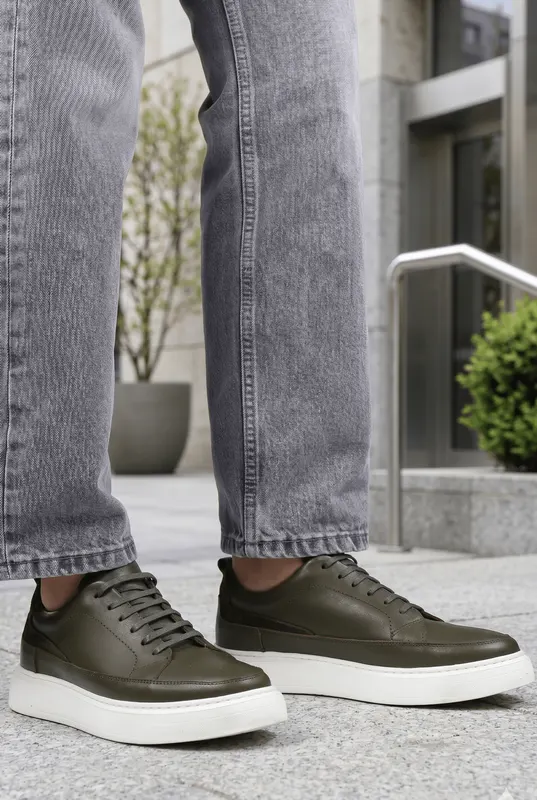 Pantofi Casual din Piele Naturală Verzi - ZEKI GREEN