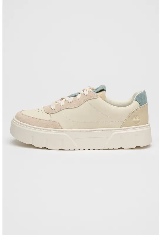 Pantofi sport de piele cu insertii de piele intoarsa Laurel Court - Alb fildes/Albastru prafuit