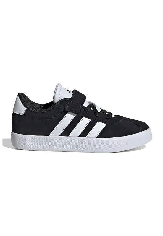 Pantofi sport VL Court 3.0 de piele intoarsa cu velcro - Alb/Negru