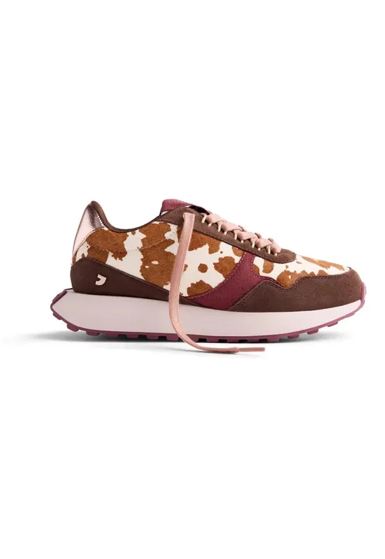 Pantofi sport de piele intoarsa cu animal print Mackford - Maro
