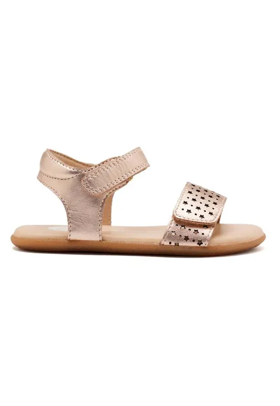 Sandale din piele cu perforatii - Auriu rose