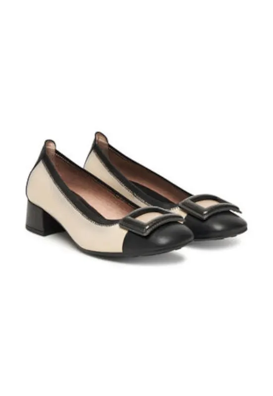 Pantofi dama - piele naturala - negru crem