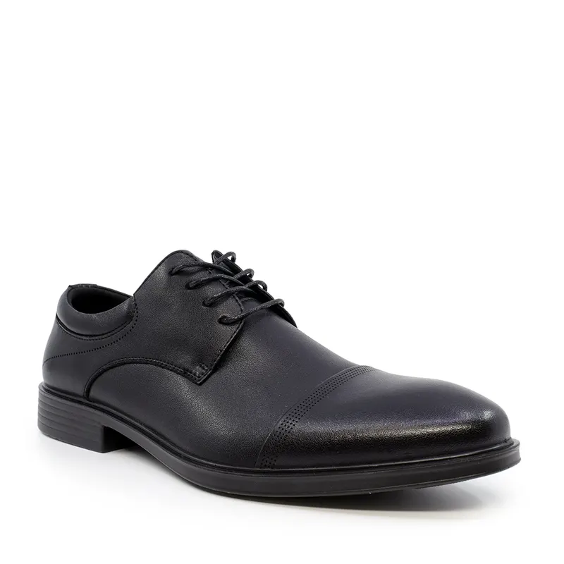 Pantofi derby bărbați negri din piele 3851bp331n — imaginea 2