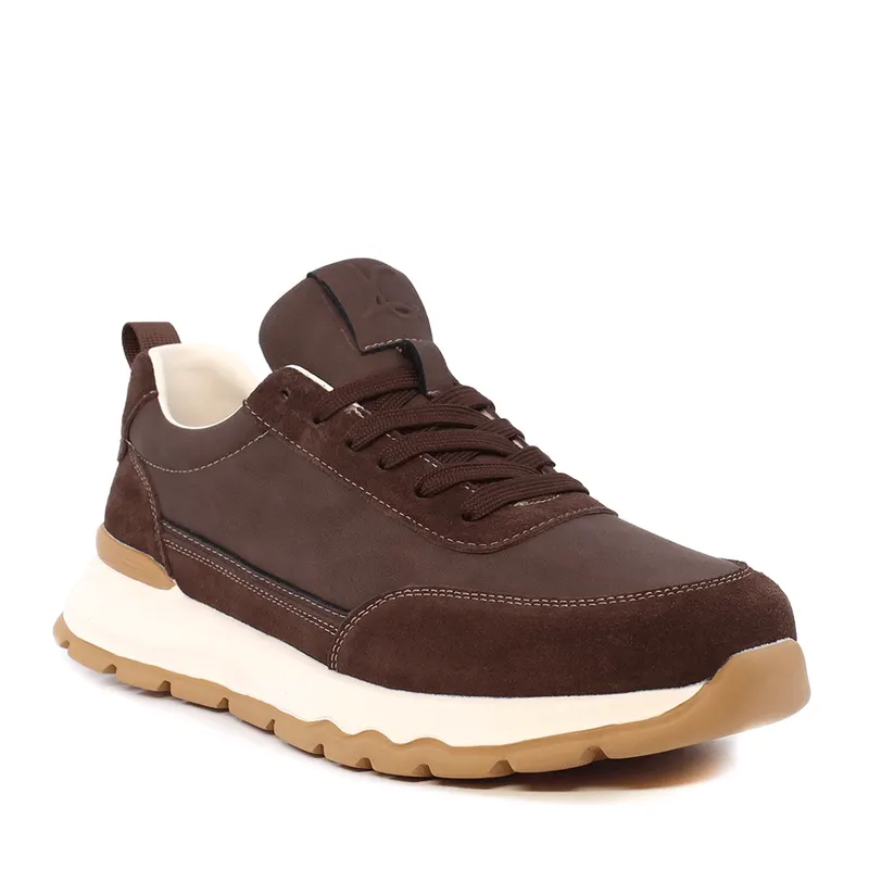 Sneakers ușori bărbați Luca di Gioia maro din piele și velur 3911BP086TDM — imaginea 2