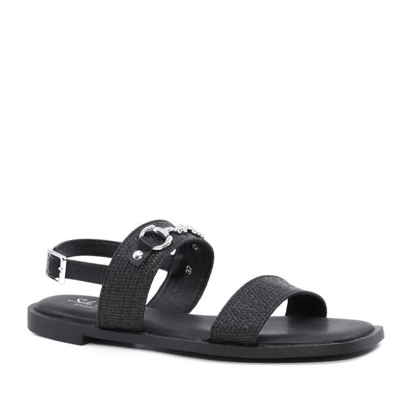 Sandale cu talpă joasă femei Solo Donna negre 2549DS8322N — imaginea 2