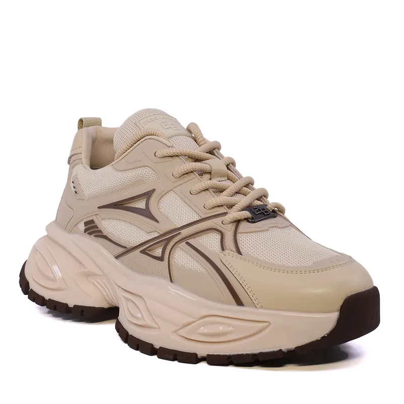 Sneakers bărbați Enzo Bertini bej din piele și textil 3661BP855BE — imaginea 2