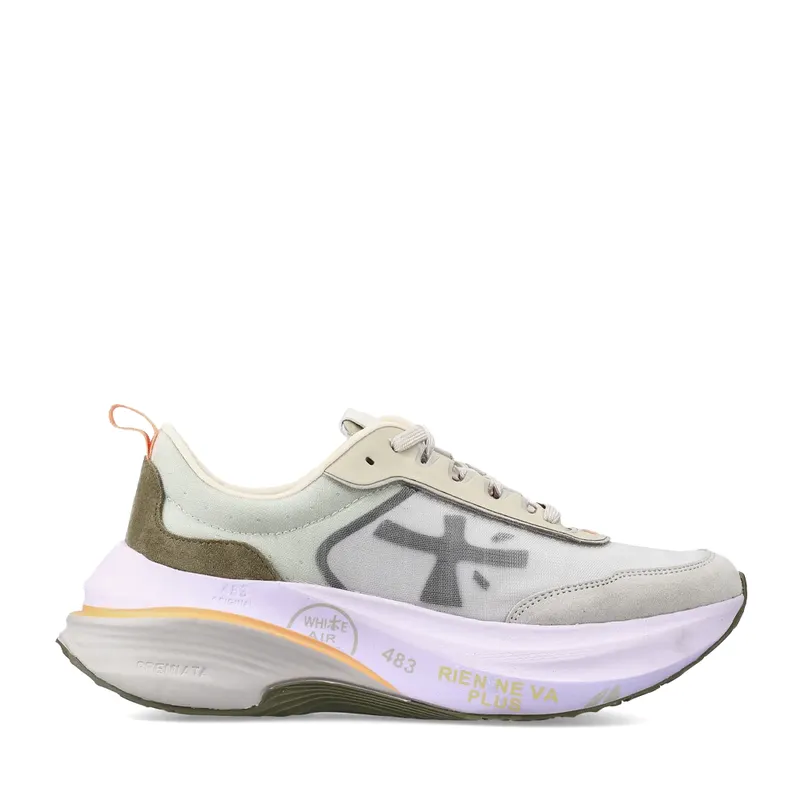 Sneakers femei Premiata Hill gri din piele și textil 1691DP7857GR