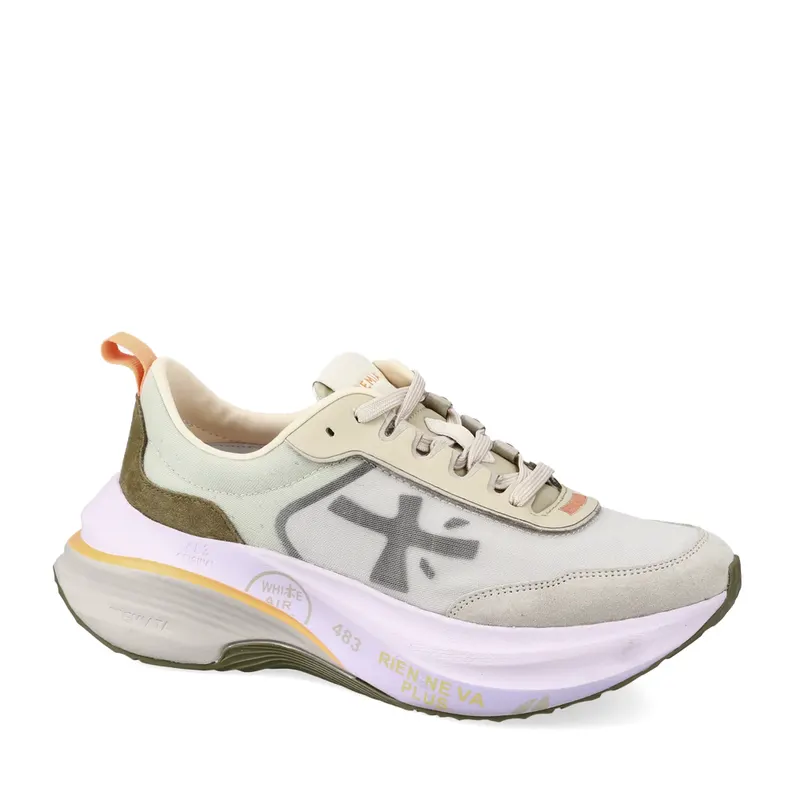 Sneakers femei Premiata Hill gri din piele și textil 1691DP7857GR — imaginea 2