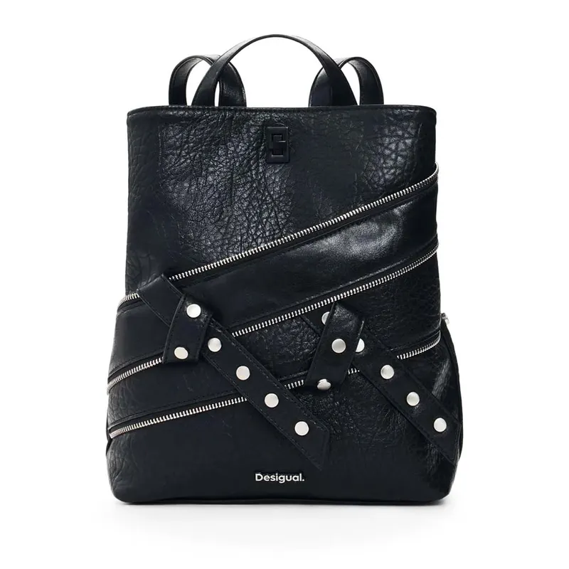 Rucsac femei DESIGUAL negru cu accesorii metalice 2182RUCSSAKP30N