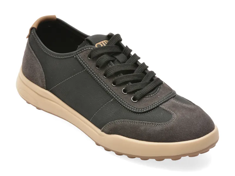 Pantofi sport negri, T25239, din piele naturala