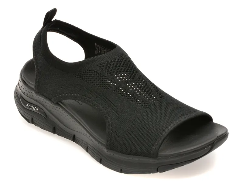 Sandale SKECHERS negre, ARCH FIT, din material textil