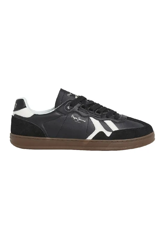 Pantofi sport din piele cu garnituri din piele intoarsa - Alb/Negru