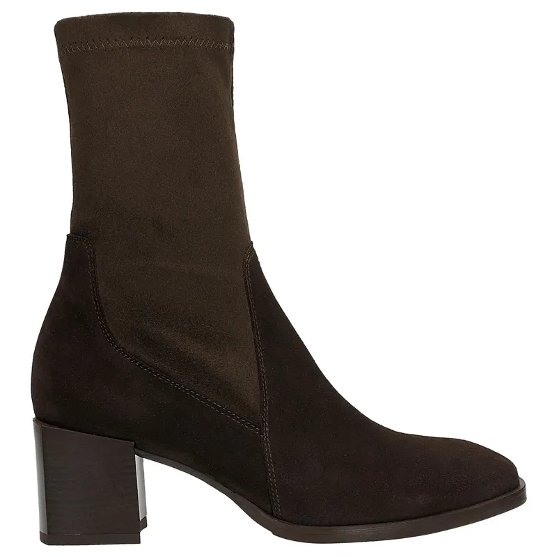 Botine tip șosetă maro cu fermoar