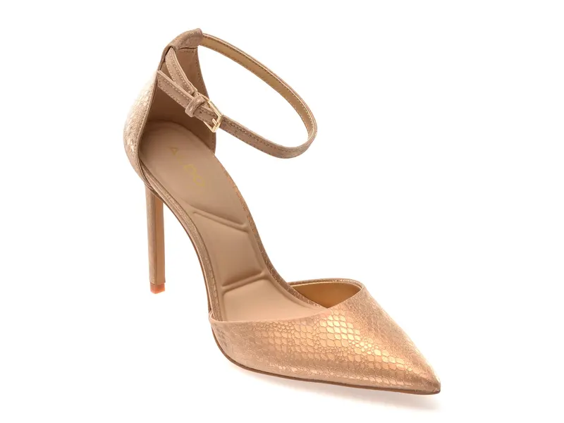 Pantofi eleganti aurii, DERPERLA 714, din piele ecologica