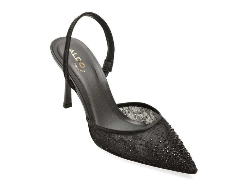 Pantofi eleganti negri, GRACEA 001, din material textil