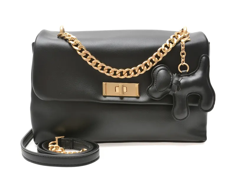 Geanta neagra, KATEBAG 006, din piele ecologica