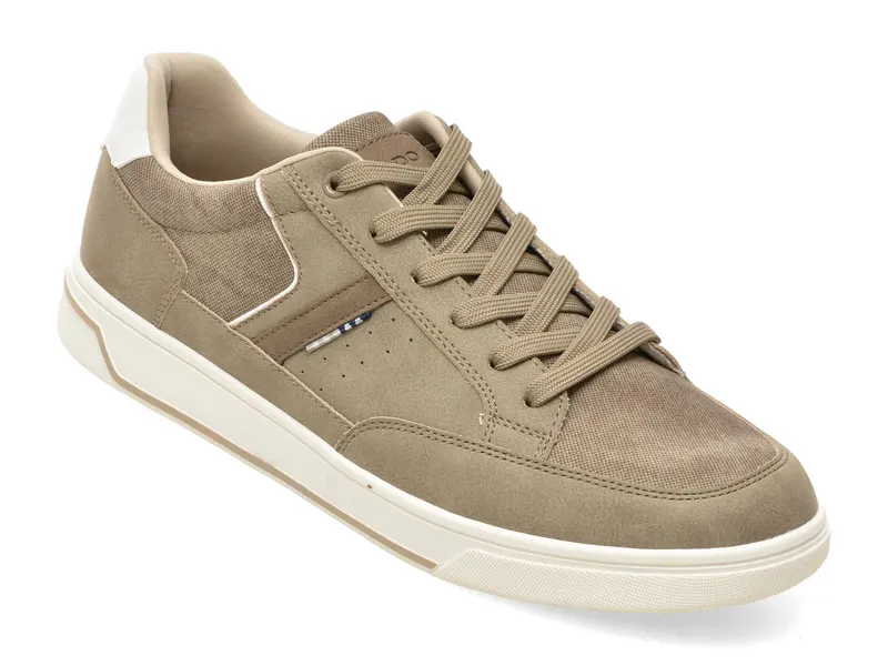 Pantofi sport kaki, JENKIN 250, din piele ecologica