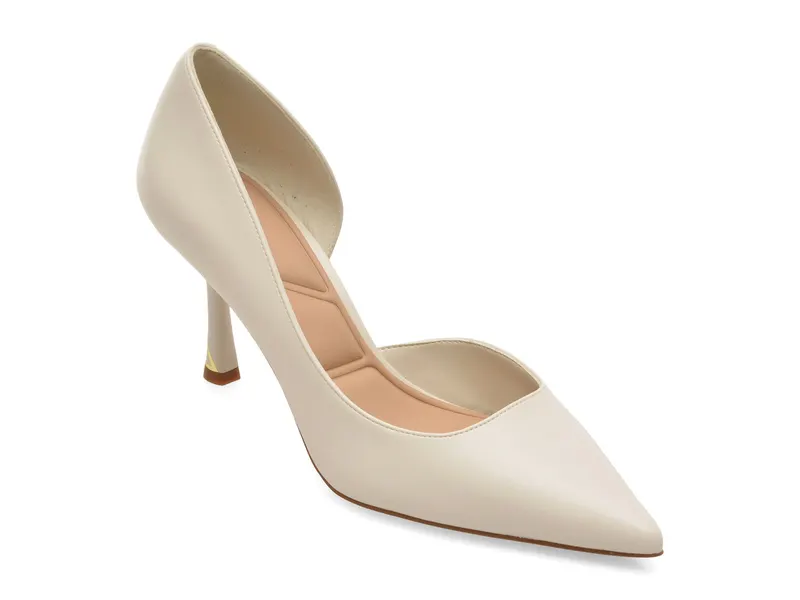 Pantofi eleganti albi, LIVIANNA 121, din piele ecologica