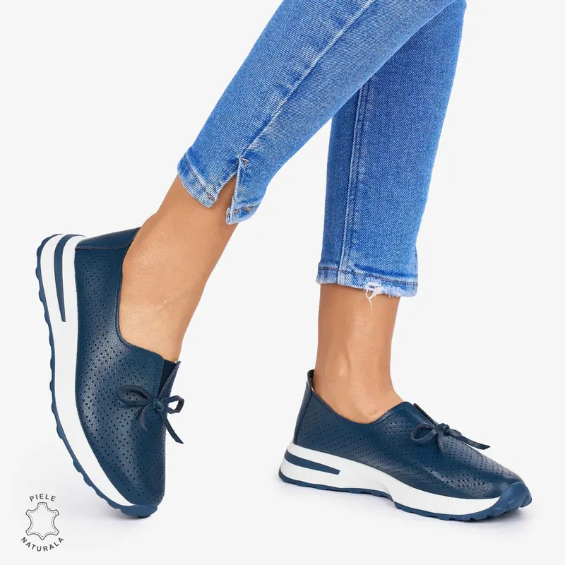 BALERINI dama din Piele Naturala CRL1060 CULOARE: BLEUMARIN
