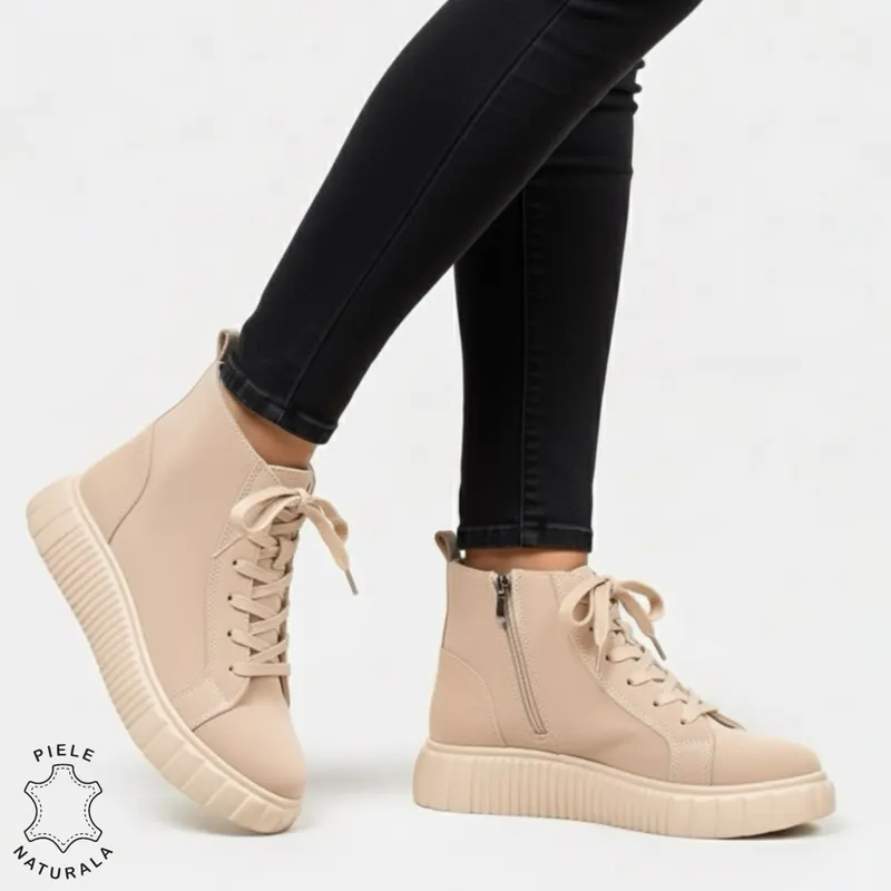 GHETE DAMA din PIELE Naturala cu design contemporan CRL1534 BEJ