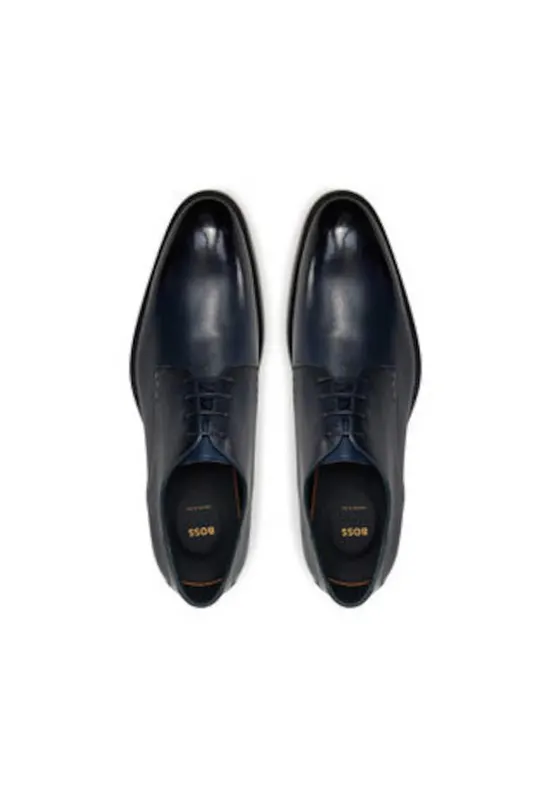 Pantofi barbatesti - piele naturala - bleumarin - inchidere cu sireturi -