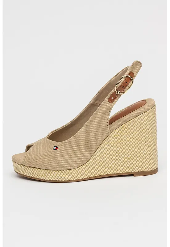 Sandale slingback cu talpa wedge Flag - Bej