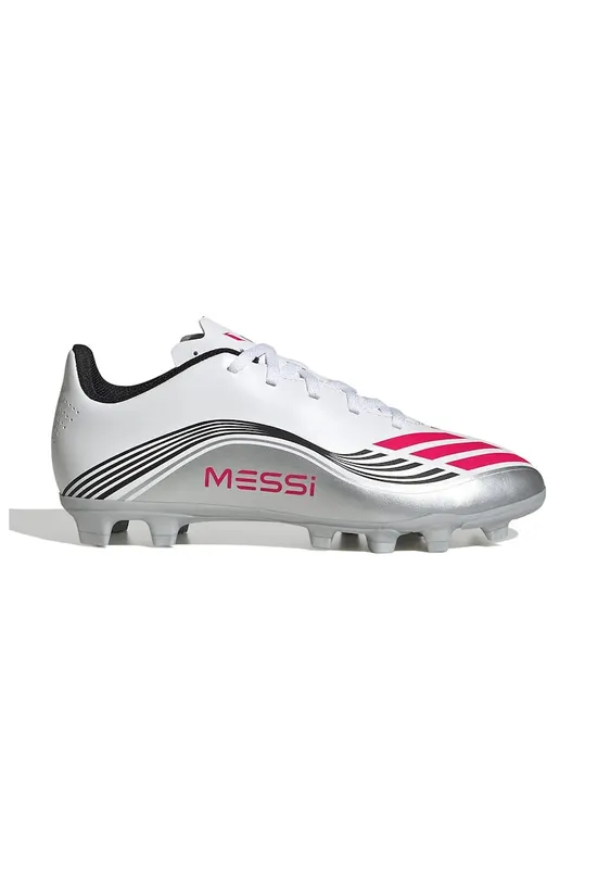 Pantofi F50 Messi Club cu crampoane pentru fotbal - Alb/Fucsia/Argintiu