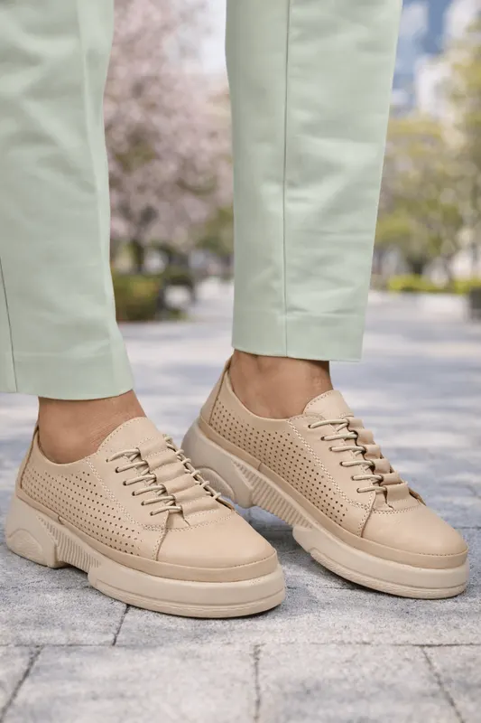 Pantofi Casual-Sport din Piele - VIX BEJ