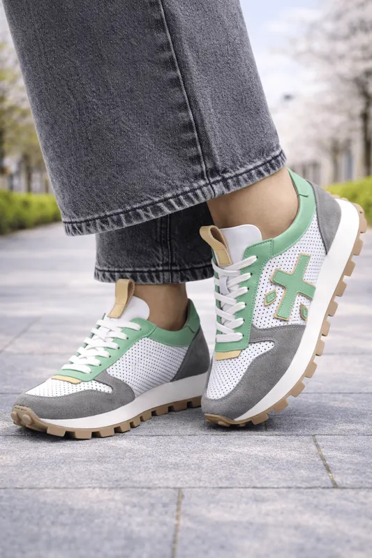 Sneakers din Piele Naturala Verde - CORYA GREEN