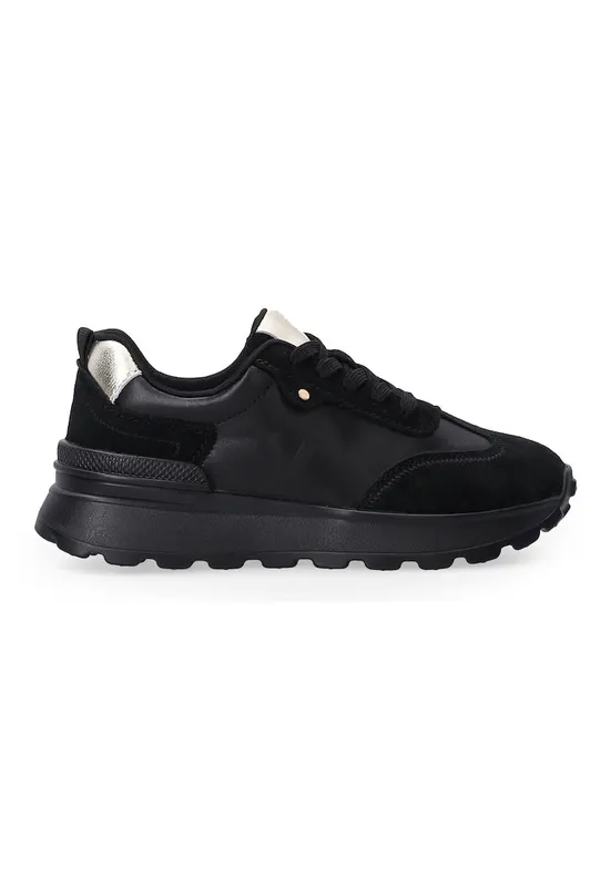 Pantofi sport din piele ecologica cu insertii de piele intoarsa