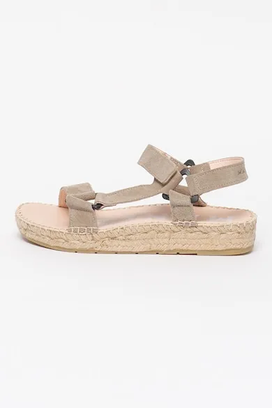 Sandale tip espadrile de piele intoarsa