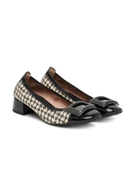 Pantofi dama - piele naturala - alb si negru - imprimeu elegant