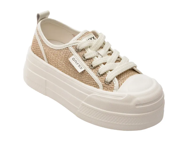Pantofi sport bej, C11928, din material textil